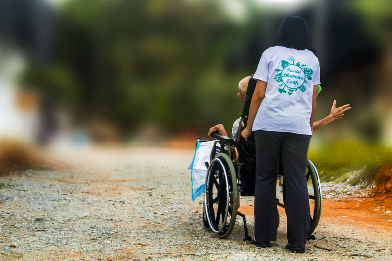 bicycle, handicap, land vehicle, rear view, day, road, old, 4K, patient, full length, city, disability, hospice, men, focus on foreground, handicapped