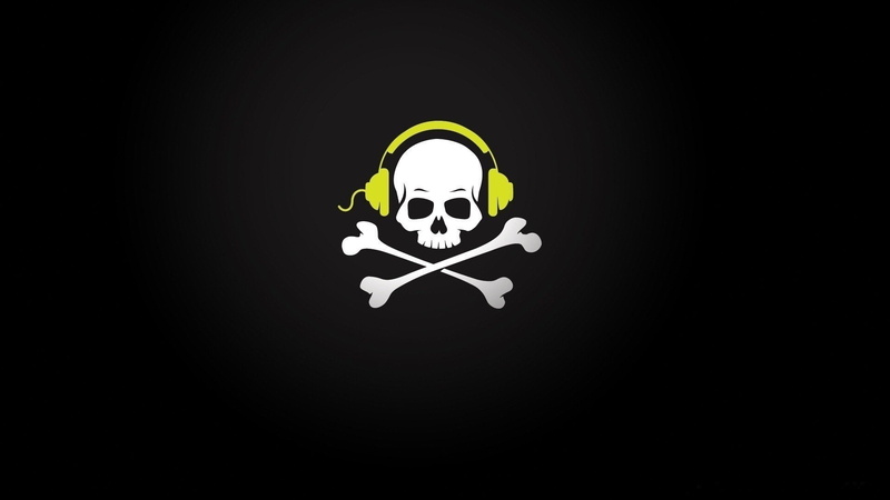 crossbones, skull, 1080P, headphones