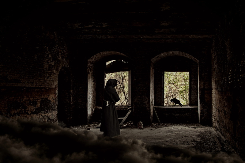 weird, masonry, ghost castle, skull and crossbones, indoors, old ruin, ghost, ruined, building, architecture, built structure, spirit, person, arch, dark
