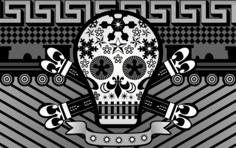 skull, crossbone, illustration, digital/artwork, white, hd, abstract, black, 1080P