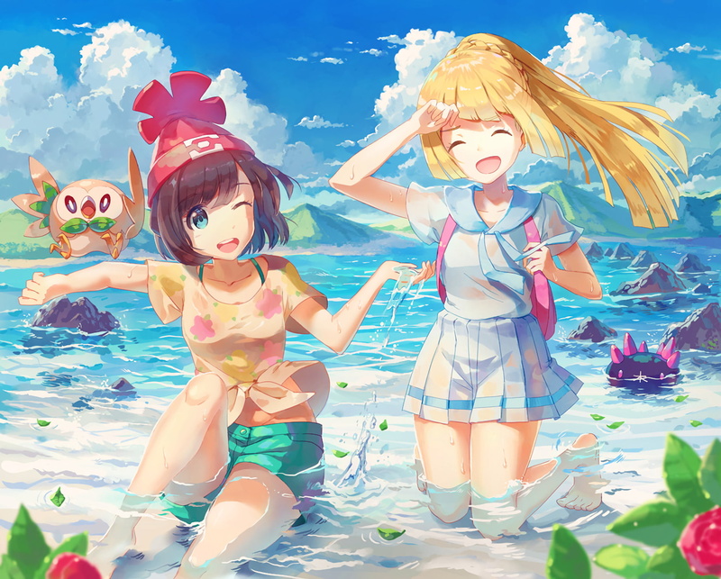 Pokémon, 1080P, Lillie (Pokemon), Moon (Pokémon), Pyukumuku (Pokémon), Rowlet (Pokémon), Pokémon: Sun and Moon
