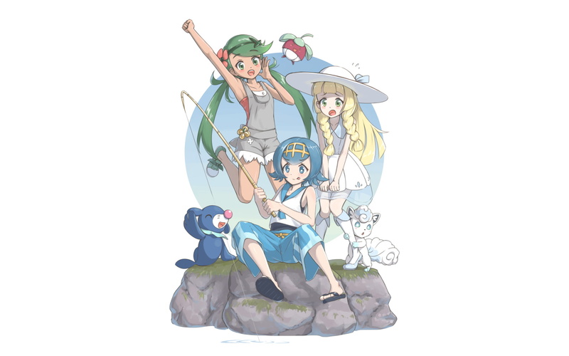 Popplio (Pokémon), Lillie (Pokemon), Pokémon: Sun and Moon, 1080P, Mallow (Pokémon), Pokémon, Lana (Pokémon)