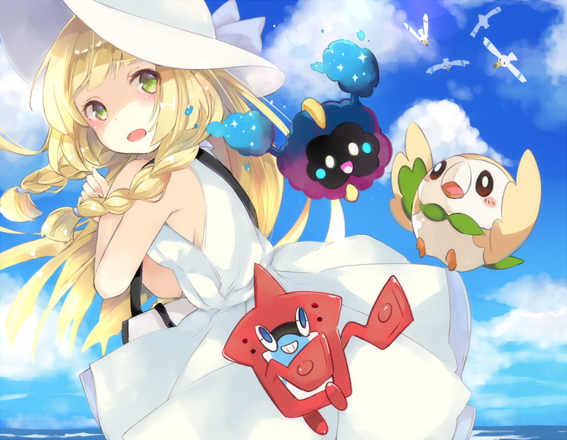 Lillie (Pokemon), Rowlet (Pokémon), Wingull (Pokémon), 1080P, Rotom (Pokémon), Cosmog (Pokémon), Pokémon, Pokémon: Sun and Moon
