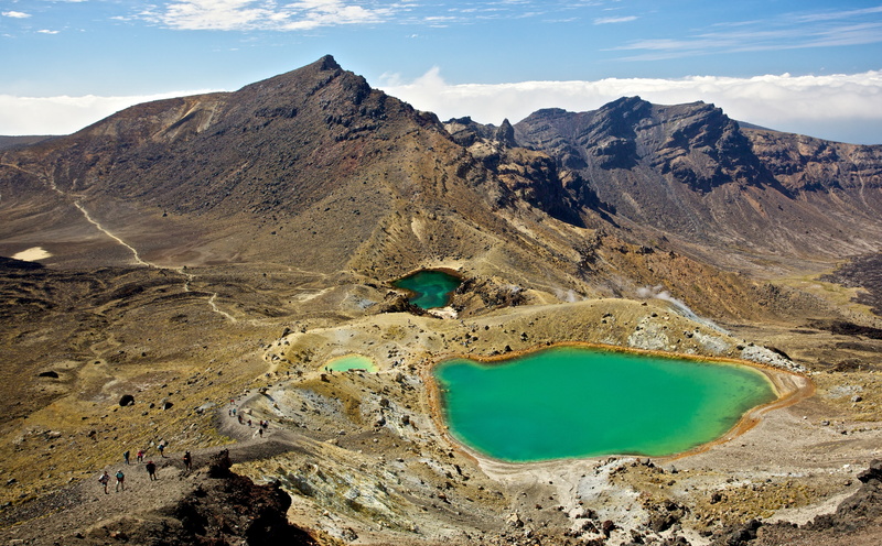 tranquility, geology, Lakes, hot spring, Tourists, Tongariro, alpine, beauty in nature, water, mountain, Travel, environment, Hike, sky, day, Crossing