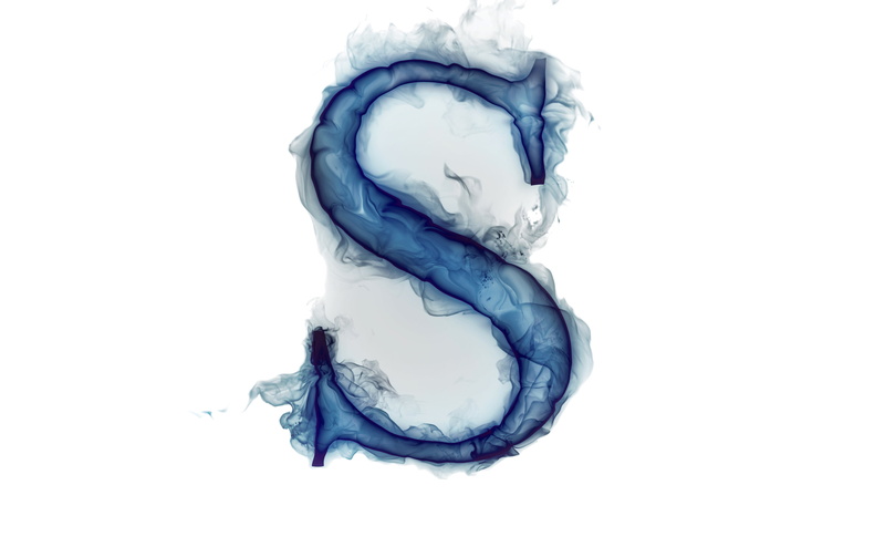 illustration, copy space, smoke - physical structure, gas, close-up, Litera, pattern, white color, cut out, blue, art and craft, smoke, indoors, studio shot