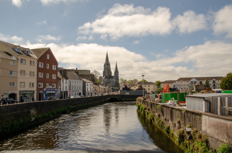 cloud - sky, nature, river, place of worship, built structure, town, cork, spire, 4K, water, religion, cork city, sky, residential district, reflection