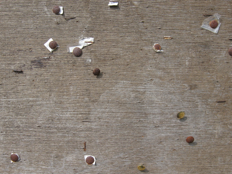 memo, backgrounds, textured, pin, notice, directly above, noticeboard, high angle view, day, 2K, order, wood, weathered, table, board, bulletin, no people
