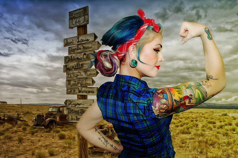 Mood, Pin-Up, Painting, Woman, Artistic, Tattoo, 1080P, Oil Painting, Women