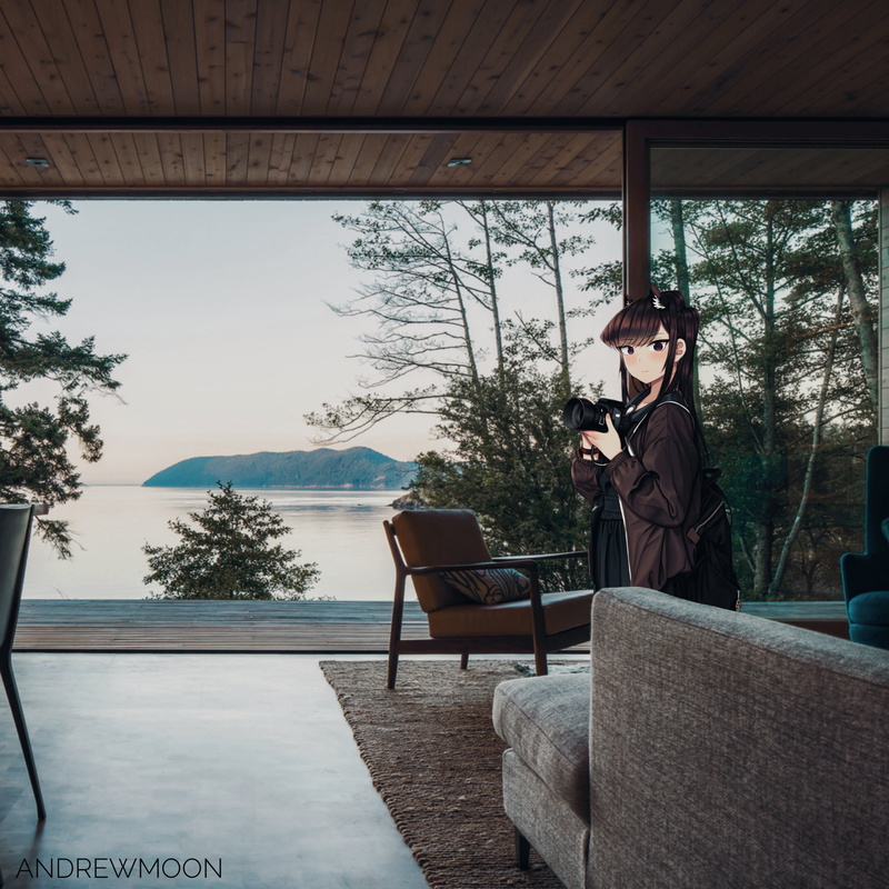 Komi Shuuko, 2K, phone, photographer, interior, Komi Shouko, anime, camera, anime girls, Komi-san wa, Comyushou desu.