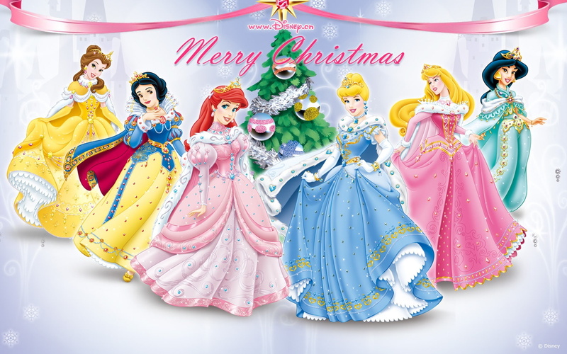merry, illustration, Disney, 720P, princesses, Christmas, Blessing
