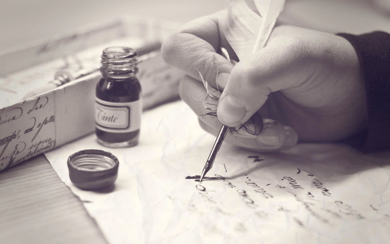 fountain, text, bottle, indoors, medicine, table, calligraphy, holding, gray, black white, pen, hand, women, letter, laboratory, real people, container