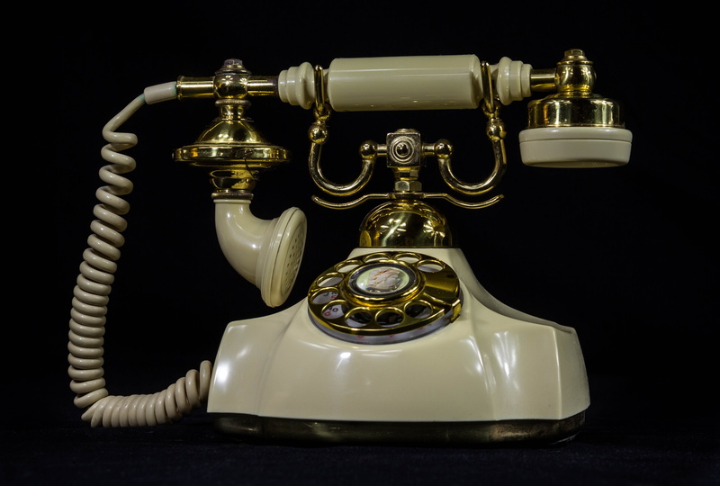 4K, technology, brass, photo, classic telephone, global communications, front view, history, obsolete, rotary dial, indoors, using Phone, nostalgia, retro Styled