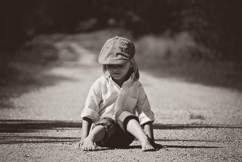 front view, child, wearing, cap, nature, little, boy, dress, one Person, leisure activity, greyscale, grass, full length, focus on foreground, innocence