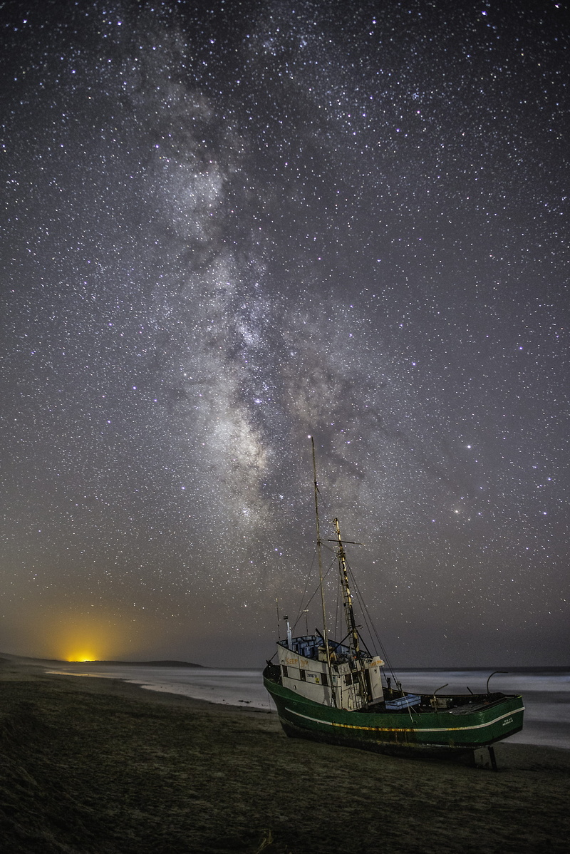no people, landscape, scenics - nature, white, sunset, star, nautical vessel, lake, mode of transportation, beach, star field, makeday, beauty in nature