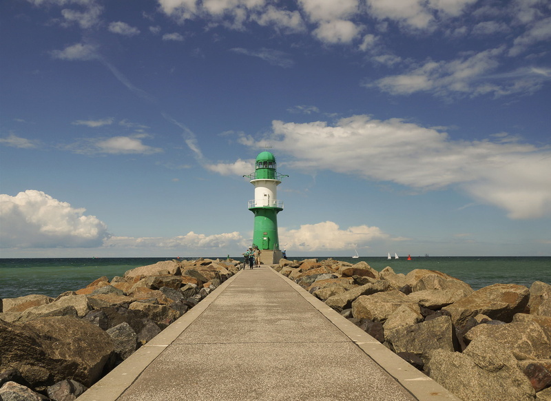 people, horizon over water, security, direction, Warnemunde, Rostock, Warnemünde, white, rocks, way, 1080P, the way forward, day, nature, building exterior