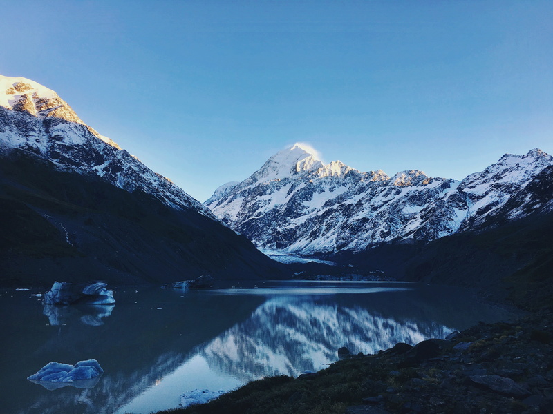 trail, clear sky, non-urban scene, outdoors, aoraki/mount cook national park, lake, icebergs, tranquil scene, mackenzie region, glacier, hiking, cold temperature