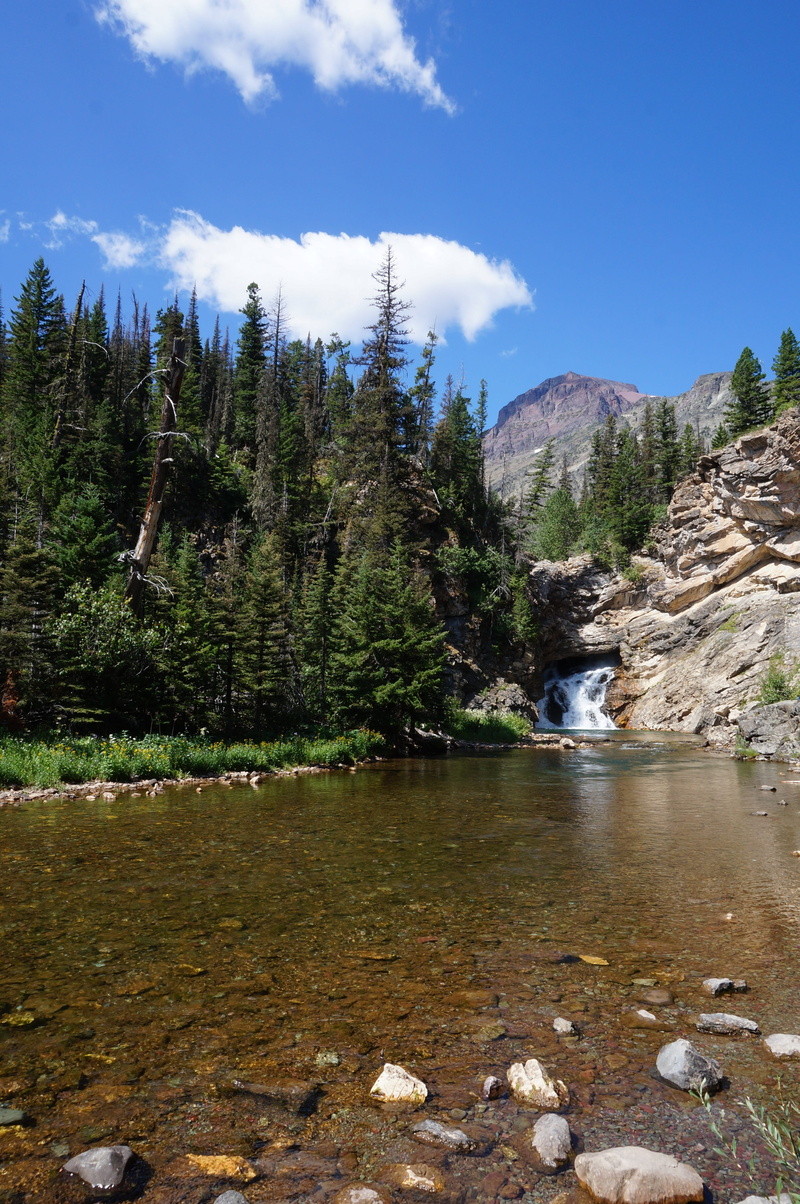 wild, flowing water, beauty in nature, reflection, tranquility, no people, solid, mountain, National, falls, forest, Montana, growth, trail, cloud - sky