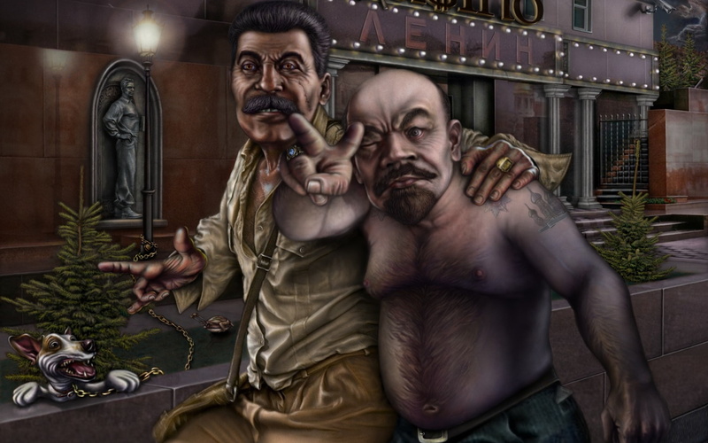 russia, people, humor, funny, urban, politics, jewelry, males, art, bolsheviks, power, 1080P, soviet, dogs, stalin, men, animals, communism, hip, lenin