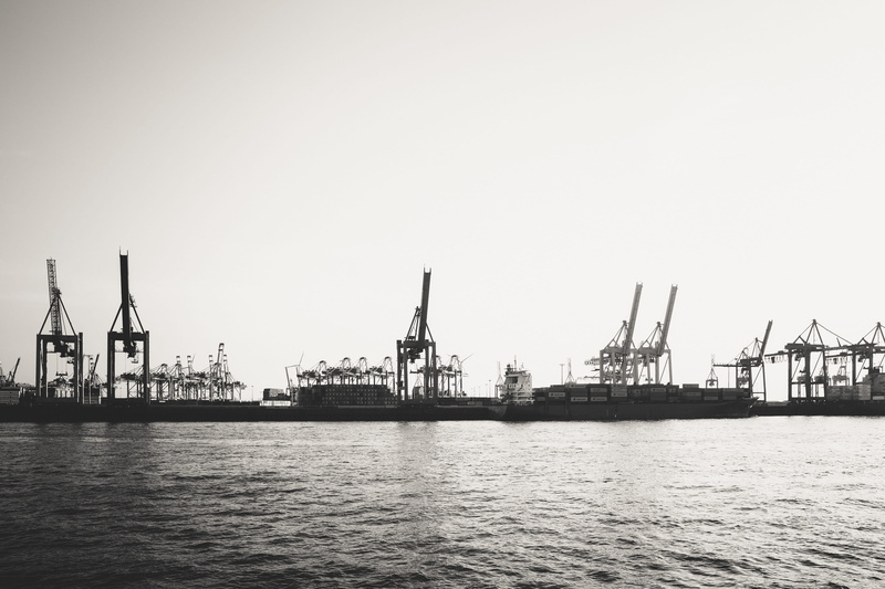 clear sky, sky, outdoors, industrial Ship, ship, nautical Vessel, machinery, container, mode of transportation, hamburg, pier, commercial Dock, landscape