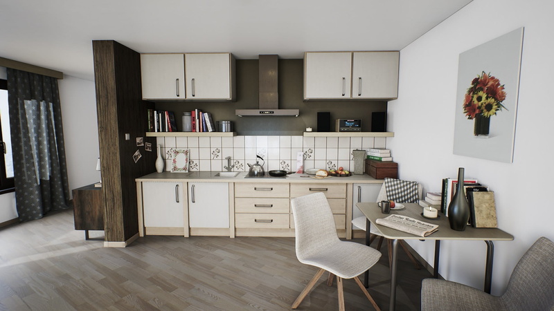 cabinet, chair, white, no people, flooring, home interior, picture frame, absence, home showcase interior, living room, modern, kitchen, set, apartment