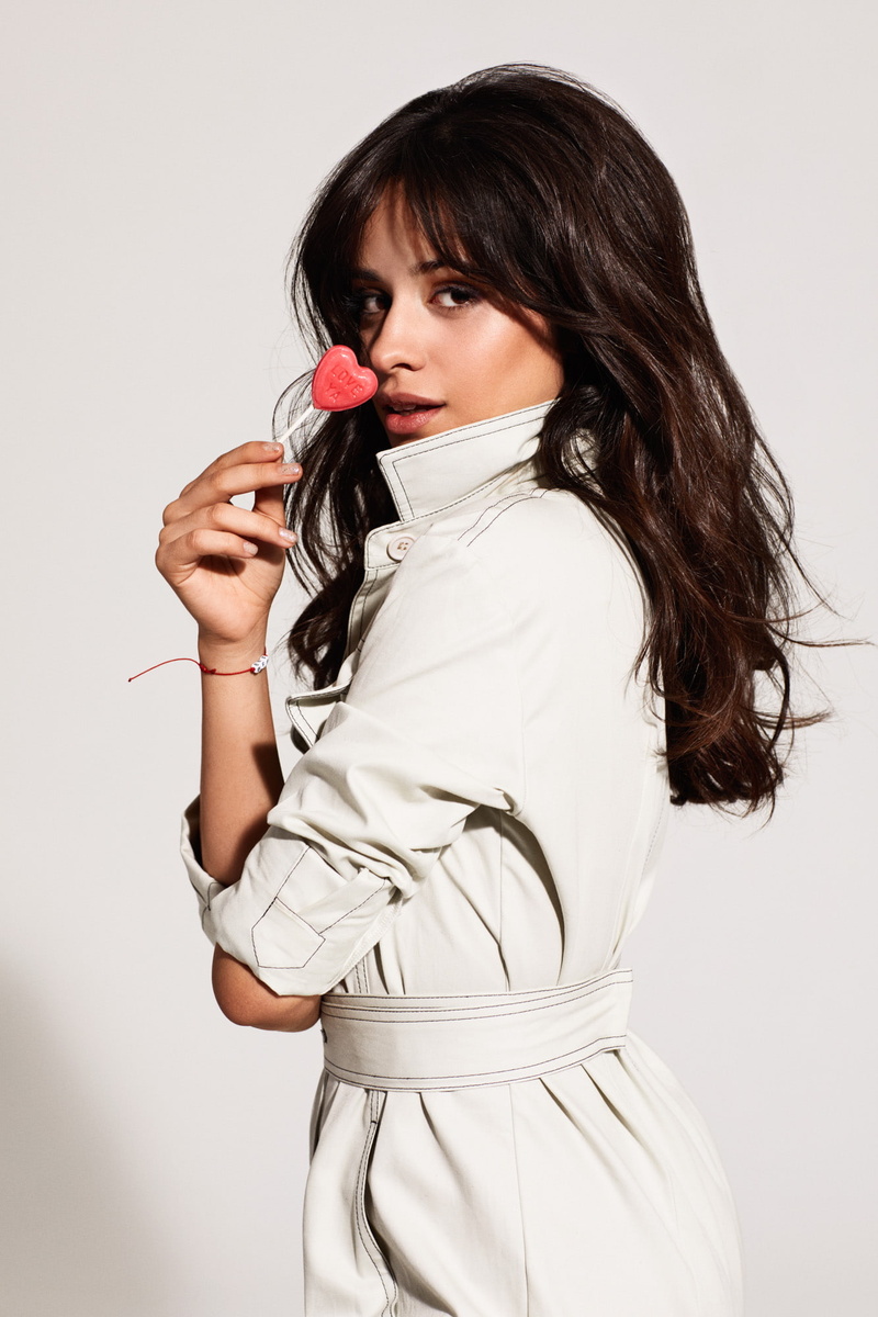 1080P, women, singer, Camila Cabello, simple background, brunette
