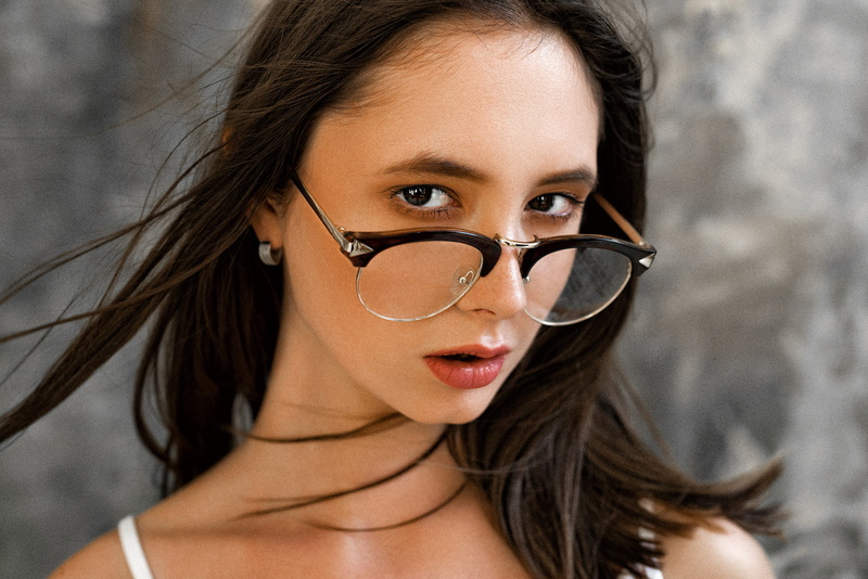 adult, face, headshot, leisure activity, Disha Shemetova, women with glasses, portrait, beauty, hairstyle, looking at camera, front view, Max Pyzhik, close-up