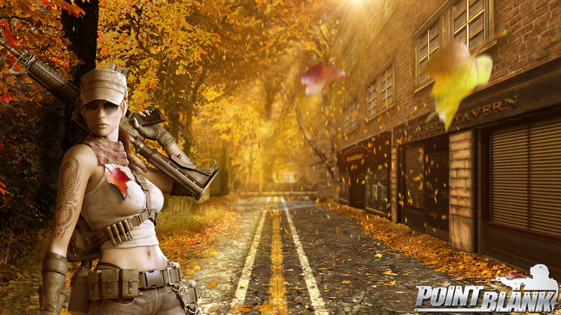 loadscreen, editorial, tree, one person, city, clothing, weapons, point, street, people, pb., standing, girl, digital, building exterior, autumn, adult