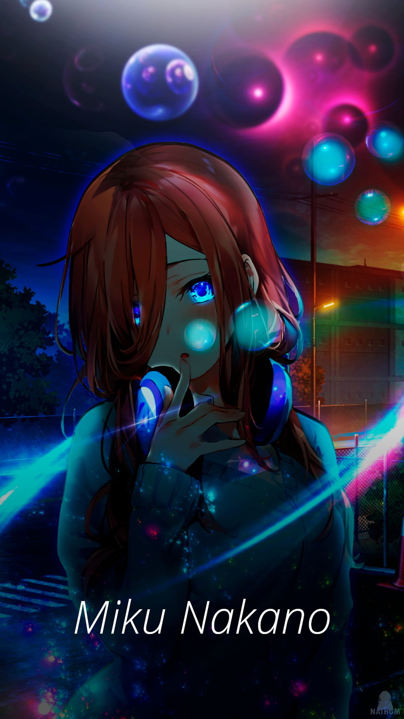 women, 1080P, anime, Nakano Miku, anime girls, fantasy girl, 5-toubun no Hanayome, blue eyes, signatures, dark