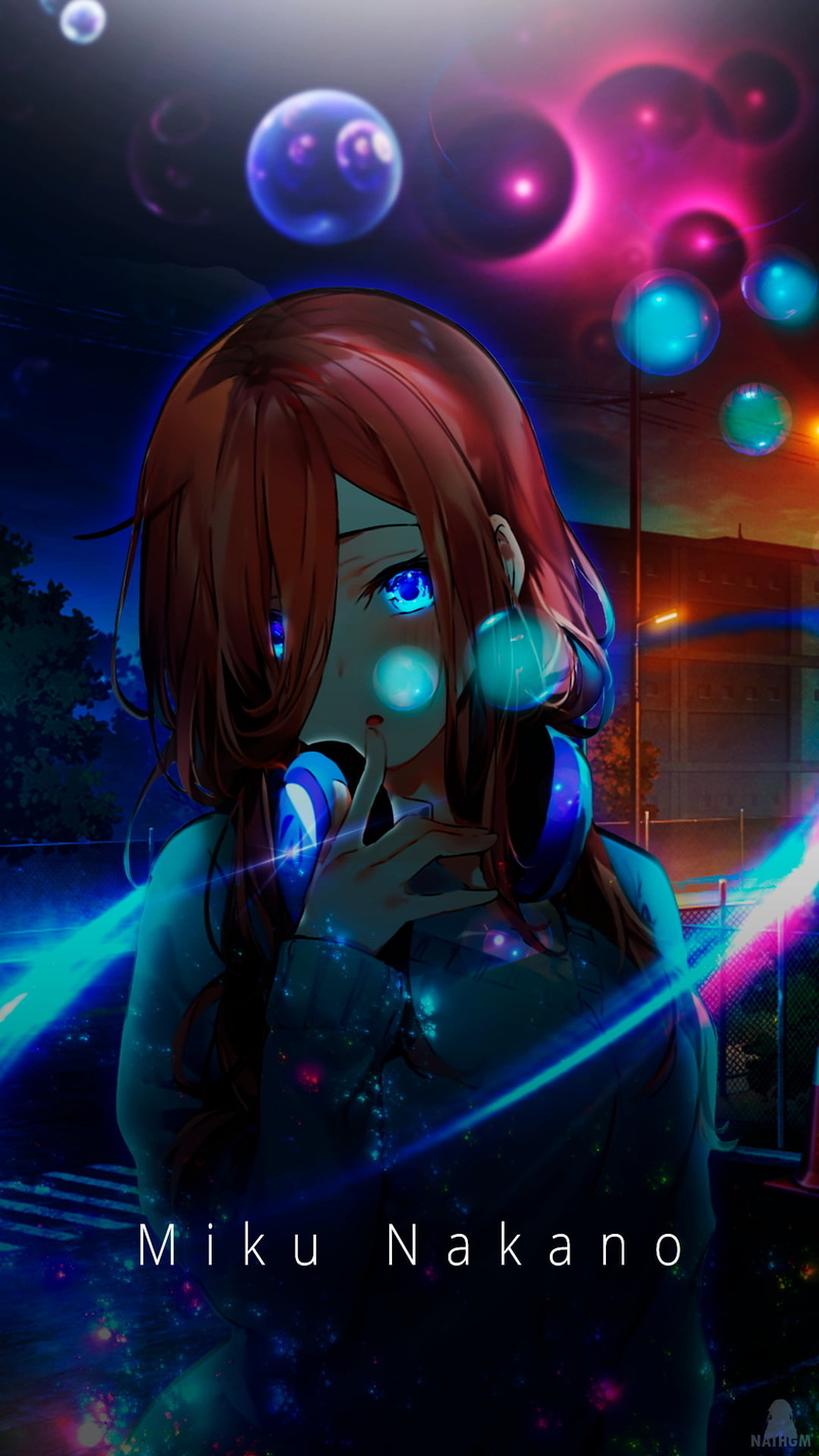 fantasy girl, anime girls, dusk, blue eyes, Nakano Miku, signatures, dark, 1080P, 5-toubun no Hanayome, sun rays, anime