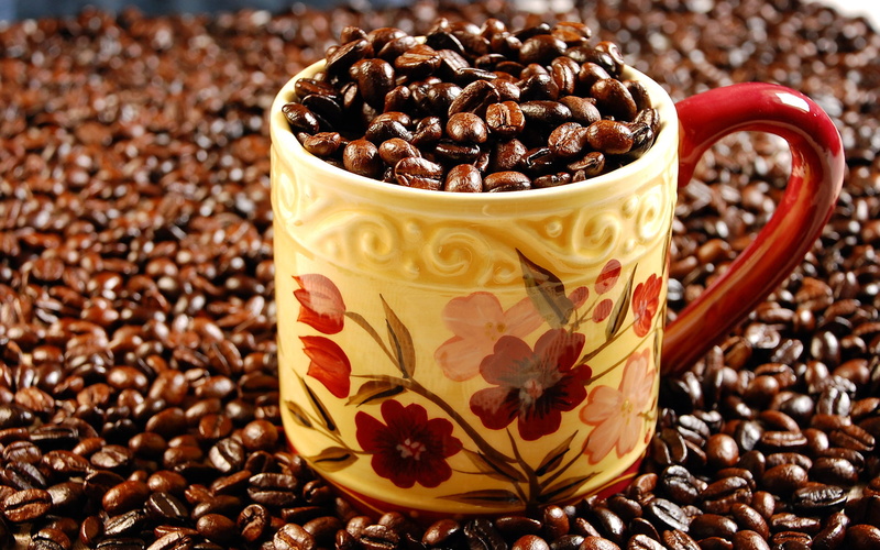beans, Food, 1080P, Nature, coffe, yellow, bean, coffee, cup