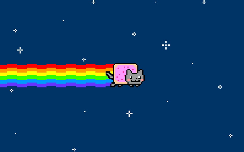 outer, rainbows, cats, Nyan, cat, space, 1080P