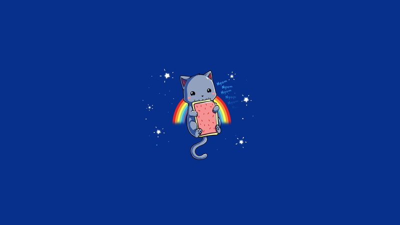 1080P, art, entertainment, humor, hd, minimalistic, cat, funny, nyan