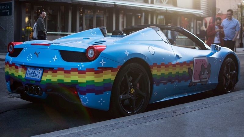 sports car, Ferrari 458 Italia, car, 1080P, purrari, deadmau5, Ferrari, Nyan Cat