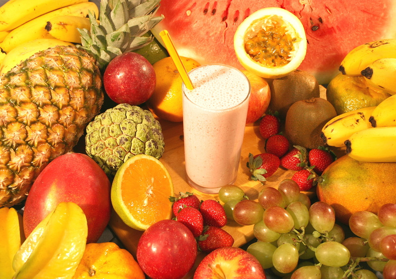 smoothie, fruit, assorted, dieting, pear, juice, surrounded, orange color, pineapple, berry fruit, vegetarian food, fruits, juices, 2K, healthy Lifestyle