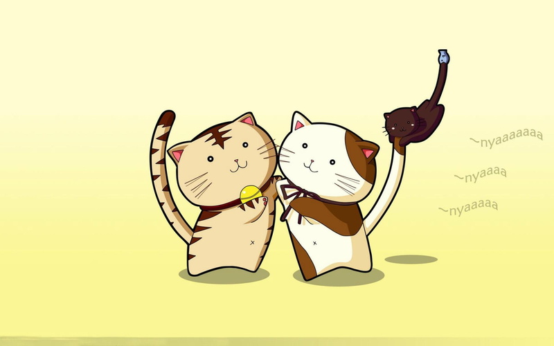 adorable, cats, cartoon, 3d and abstract, sweet, kitten, nyan, kats, 1080P, kittens, cute, anime