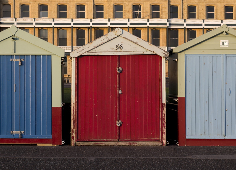 beach hut, building, exterior, wood - material, shed, primary color, no people, protection, garage, day, city, outdoors, door, blue, cabin, house, 4K