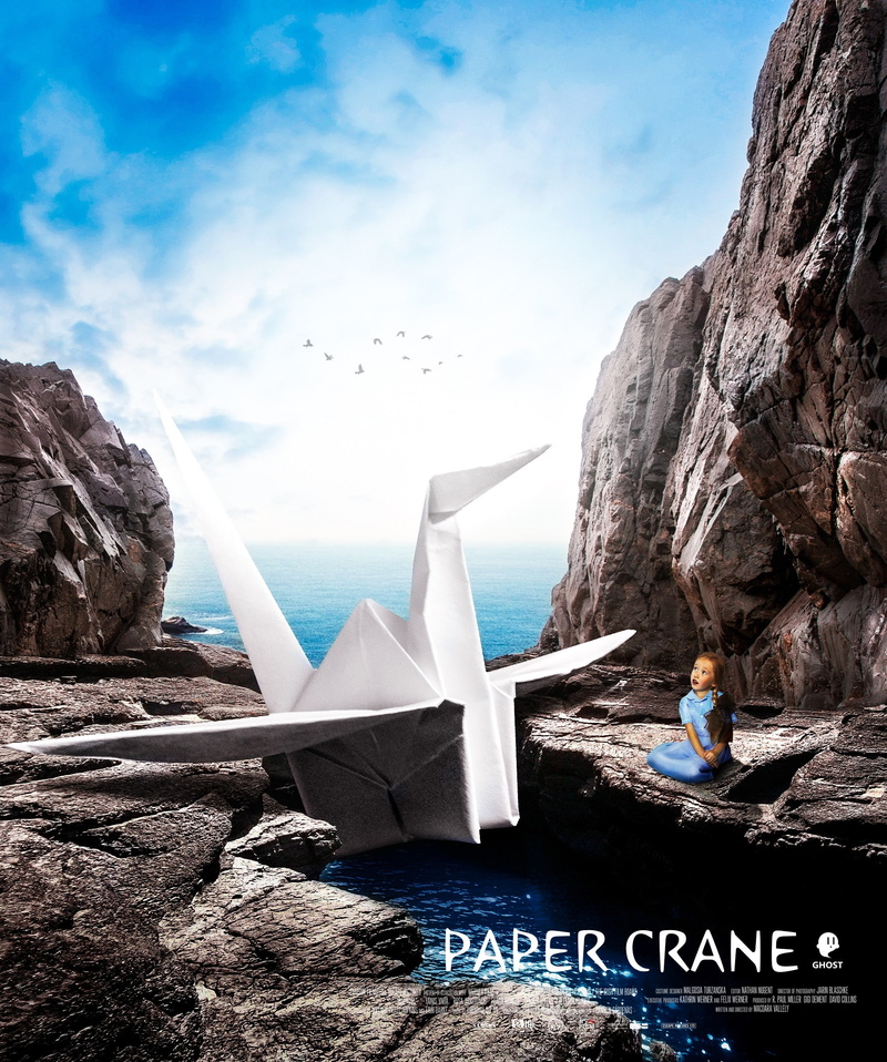 beauty in nature, day, nature, sky, paper cranes, rock, sea, land, beach, cloud - sky, outdoors, 1080P, full length, rear view, rock - object, origami