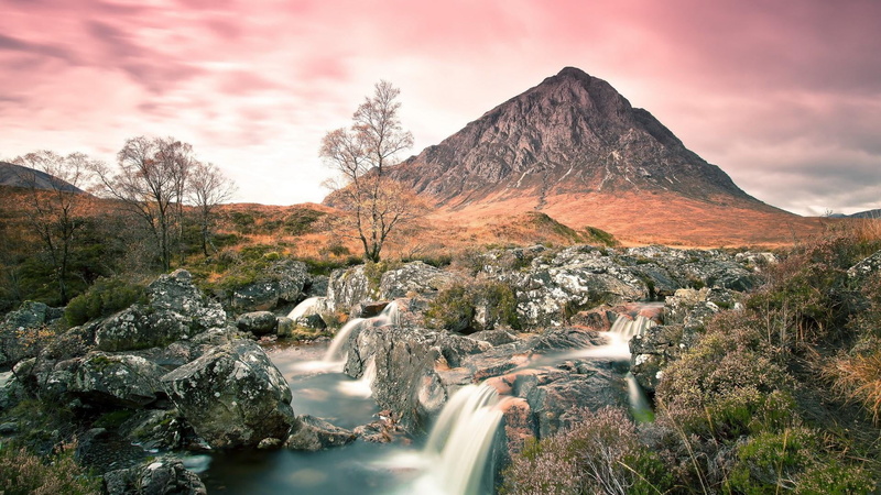 no people, nature, scenics - nature, rock, rock - object, long exposure, scotland, water, mountain, motion, highland, flowing water, united kingdom, mountainous landforms