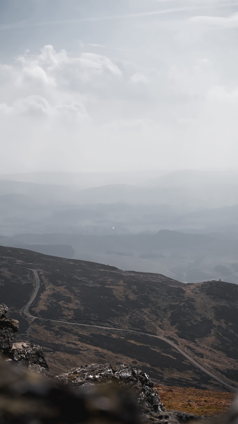 scottish highlands, scenery, tranquil scene, road, building, 5K, tranquility, landscape, environment, weather, mountain, munro, idyllic, sky, slope, fog
