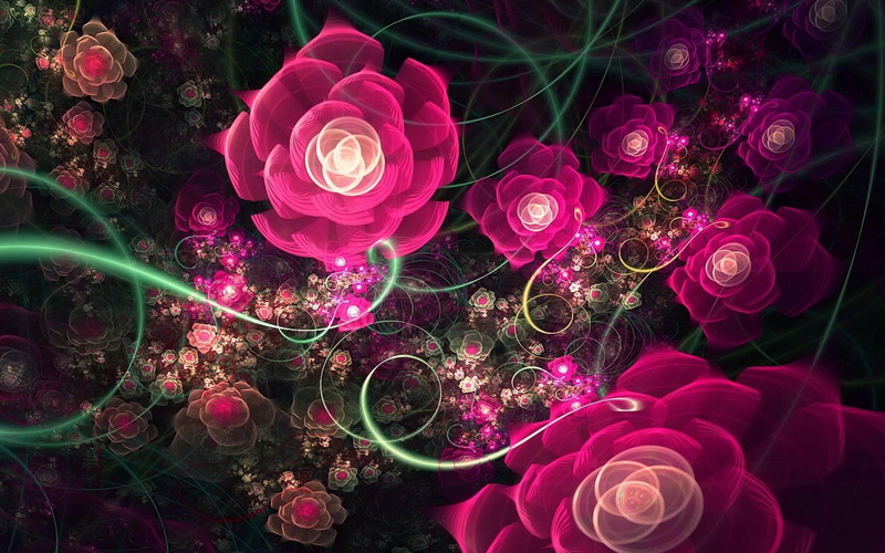 fractal, 1080P, design, rose, flower, 3d and abstract, flower design