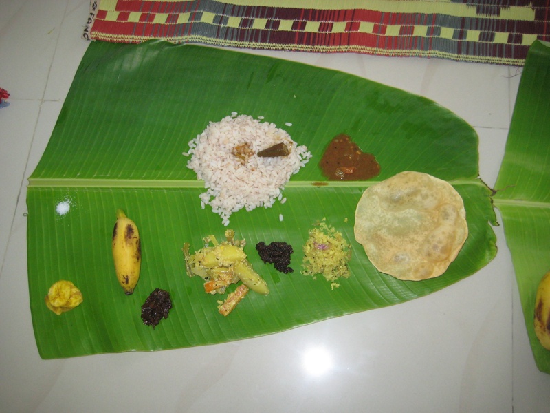 close-up, still life, indoors, traditional, nature, kerala, onam, table, rice, directly above, plate, food and drink, banana, 2K, leaf, green color, sadya