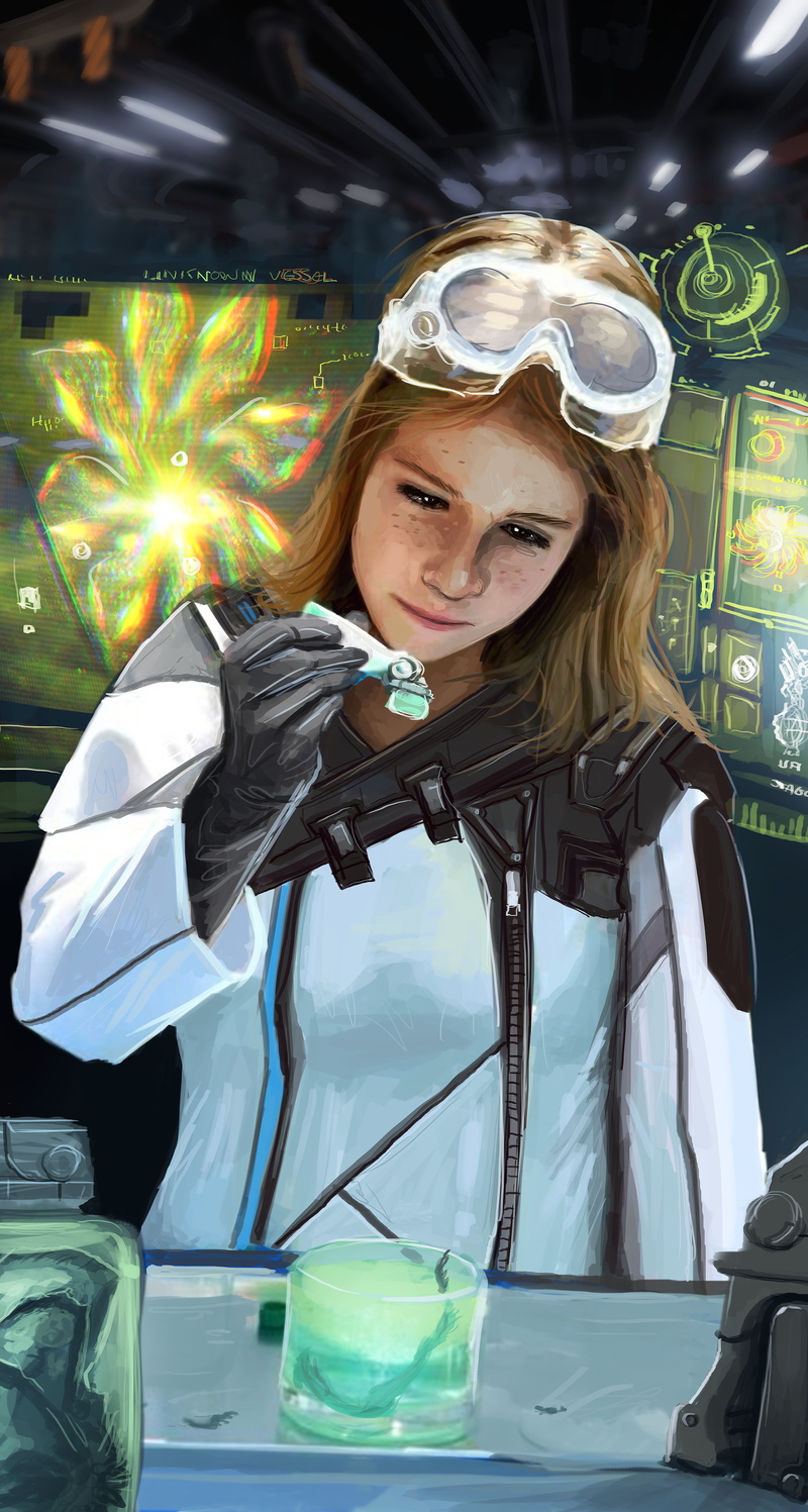 scientists, 5K, imperial guard, Elite: Dangerous, women, Commander, Thargoids, hologram, Kev-Art, laboratories