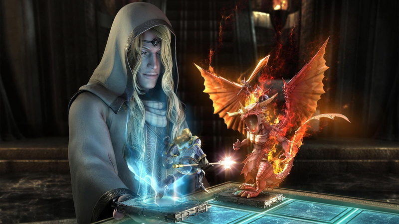 1920x1080, hologram, fantasy, magic, 1080P, dragão
