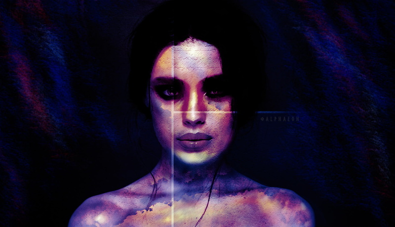 hologram, face, dark, 1080P, women, digital art