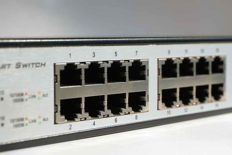 indoors, hardware, music, switch, network, port, gray, black, technology, electronics, white color, communication, chip, business, distributor, network cables