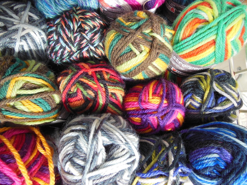 craft, black, large group of objects, orange, yarns, green, red, shades, pattern, clothing, textile, 4K, art and craft, knitting, needlework, close-up