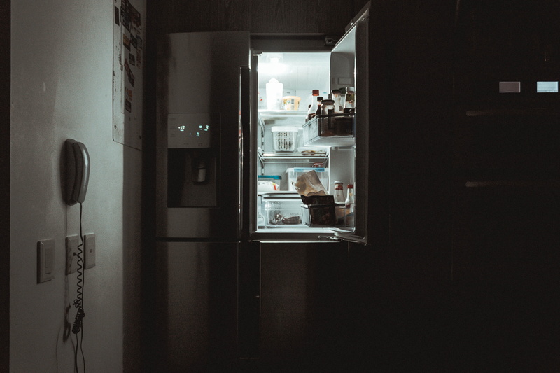 computer hardware, french, domestic room, 5K, refrigerator, electrical device, light, fridge, apartment, people, hardware, night, glass - material, housing