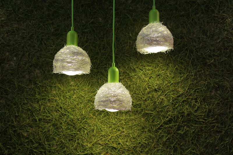 bottle, pendant, lighting equipment, green color, lampshade, green, outdoors, lighting, light, lightbulb, wall, electricity, high angle view, illuminated