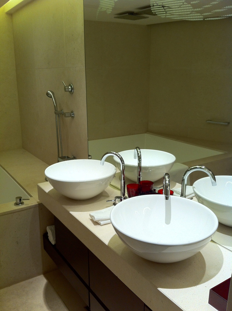 klotild palace, budapest, bathroom, round, buddha-bar hotel budapest, domestic bathroom, seat, modern, bad, flooring, no people, sink, steel, stainless