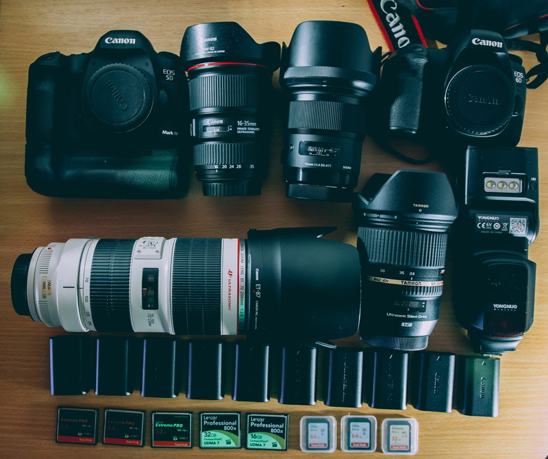 arrangement, kit, large group of objects, memory card, electronics, camera lens, tamron, variation, table, sandisk, text, sigma, lens - optical instrument